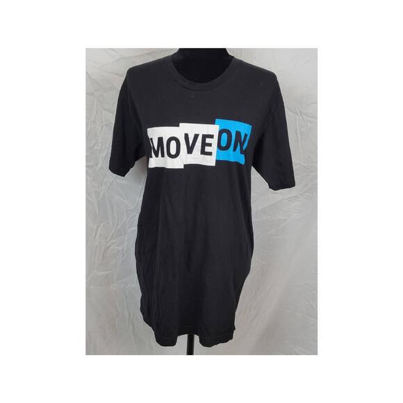 American Apparel Move On Black & Blue Graphic Tee Men's Large - Picture 1 of 4